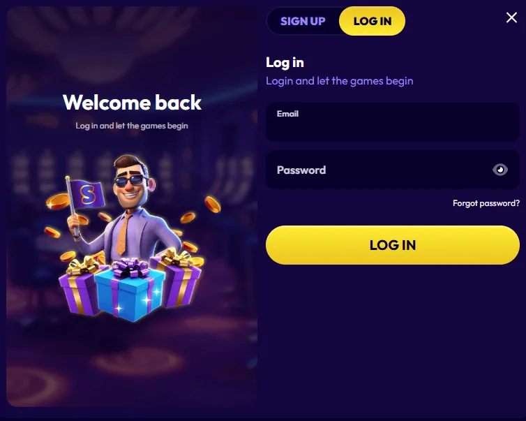 Slottio secure login window with account access fields